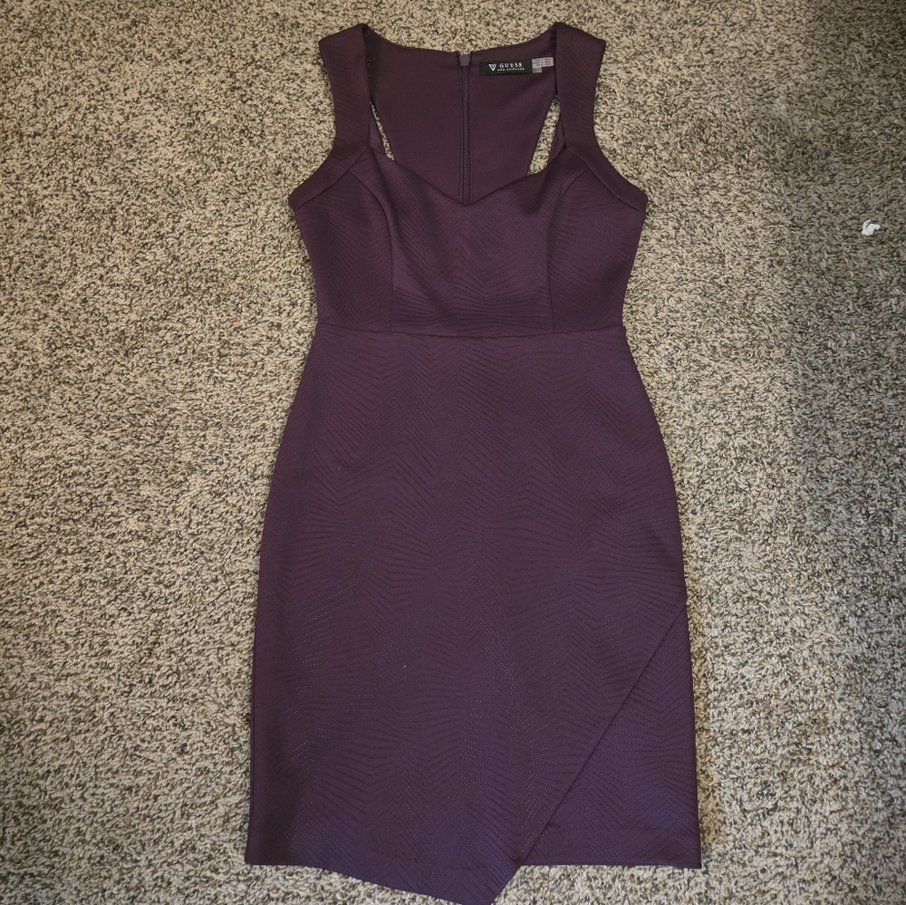 Guess Purple Sheath Midi Dress V-neck Sleeveless